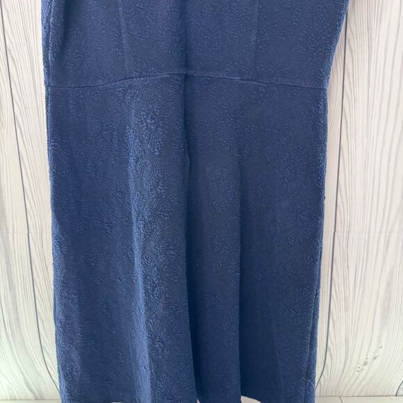 J McLaughlin Navy Jacquard A-Line Swing Dress Size XL Blue Preppy Coastal - Picture 5 of 8
